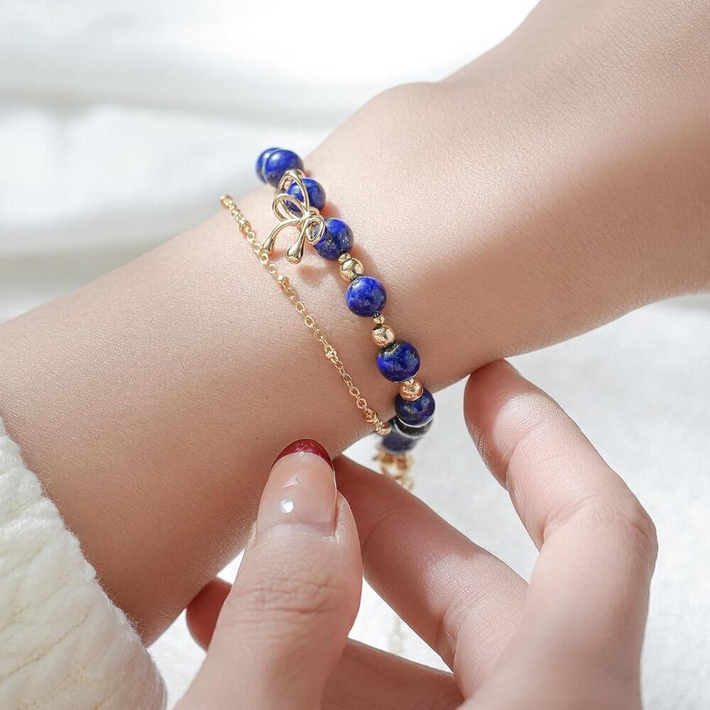 Handmade Crystal Gemstone Bracelet Gold Plated Adjustable Jewelry Gift for Women - Picture 4 of 9